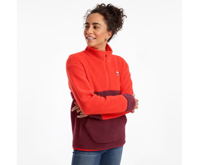 Women's Saucony Fireside Fleece Anorak Jackets Red / Burgundy | Singapore 338MQZA